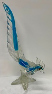 lot 10 image: Large MURANO Glass Bird Pheasant Clear with Blue 