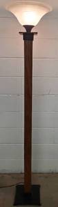 lot 216 image: Mission Style Torchiere Floor Lamp wGlass Shade