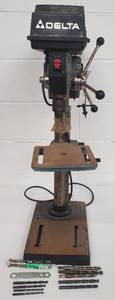 lot 274 image: Heavy Duty DELTA Drill Press wDrill Bits