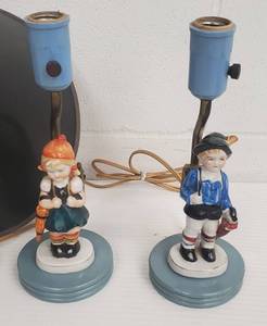 lot 394 image: Pair of Goebel Hummel Boy & Girl Table Lamps