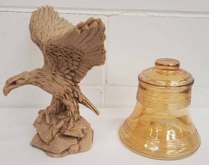 lot 395 image: Americana Glass Liberty Bell & Resin Eagle