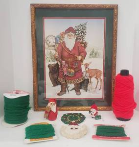 lot 405 image: Vintage Nadine Harper Framed Print & Other Christmas