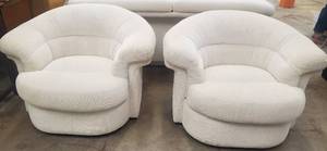 lot 412 image: Pair of Modern Off White Fabric Accent Chairs by PREVIEW