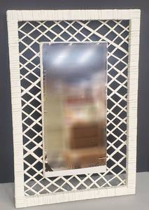 lot 483 image: Vintage White Wicker Rectangular Mirror