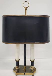 lot 484 image: Vintage Bouillotte Double Candlestick Lamp