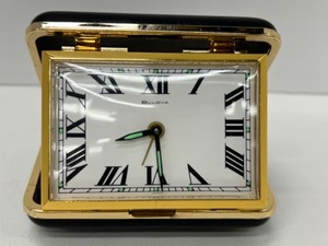 lot 438 image: Bulova Small Travel Alarm Clock Black Folding Case