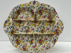 lot 439 image: Royal Winton Chintz Fireglow Pattern 5-Part Relish Dish - Diamond Shape