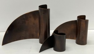 lot 467 image: Set of 3 Modernist Candlestick Holders Ergonomic