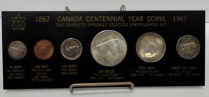 lot 477 image: 1967 Canada Centennial Year Coins Set In Original Holder & Plastic Case