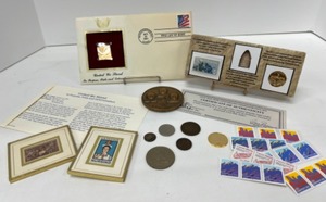 lot 478 image: Coin & Stamp Collection Including a Civil War Commemorative Set & Appollo I Space Coin