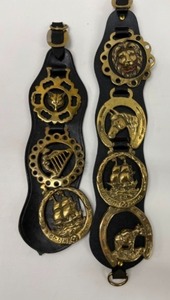 lot 345 image: Vintage Horse Bridle Brass Medallions on Leather 