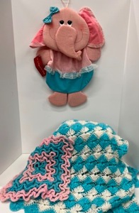 lot 360 image: Vintage RUSS Pajama Bag NWT and Crocheted Blanket