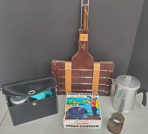 lot 495 image: Vintage Camping, Hiking, and Grilling On the Go Gear