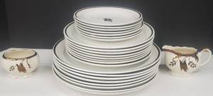 lot 500 image: Vintage ADAMS Ironstone China Tea Leaf 8 Dessert, 8 Salad, 8 Dinner Plates