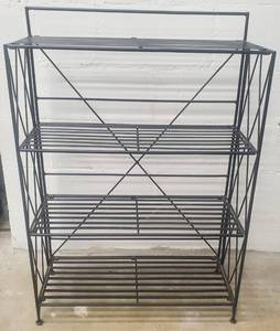 lot 564 image: Vintage Black Metal Foldable Shelving Unit