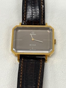 lot 553 image: Authentic OMEGA De Ville Swiss Made Ladies Beveled Crystal Watch Leather Strap Serial Number 5110379