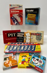 lot 511 image: Vintage Game Lot Includes Pit, Touring, Dominoes, Yatzee & More