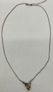 lot 581 image: Sterling Silver Necklace wSemi-Precious Gems Italy