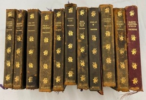 lot 584 image: Antique Leather Book Set of William Makepeace Thackeray & &nbspCharles Dickens Book