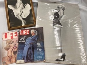 lot 609 image: Vintage Marilyn Monroe Collection, Poster, Life Magazines & famous Iconic Picture