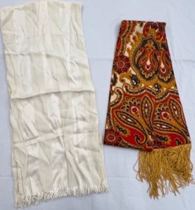 lot 660 image: Vintage Mens OPERA SCARVES Fringed, Rayon, Paisley Pattern & Jaquard