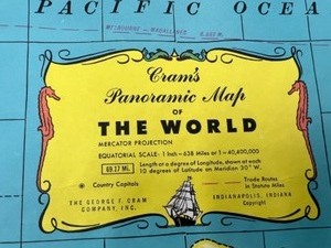 lot 680 image: Pair of Vintage World and US Maps - Please View All Photos