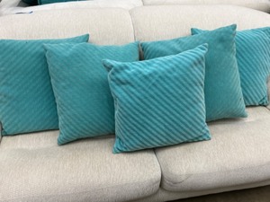 lot 685 image: 5 Post Modern Striped Aqua 18 Pillows