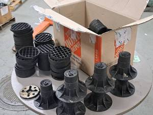 lot 1029 image: Bison Polypropylene Assorted Pedestal Parts - (80) Grates, (8) Pedestals, (24) Extensions