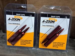 lot 1062 image: Lot of (2) A-Zoom 7mm Rem Mag Snap Caps 2-piece (in original packaging)