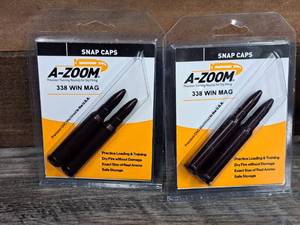 lot 1077 image: Lot of (2) A-Zoom 338 Win Mag Snap Caps 2-piece (in original packaging)