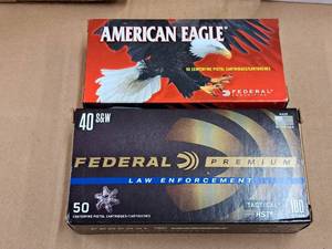 lot 636 image: American Eagle 40 S&W Cartridges 25-count, Federal 40 S&W Cartridges 25-count