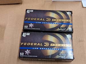 lot 637 image: Lot of (2 Boxes) Federal Premium Law Enforcement Tactical HST 40 S&W 180 gr Centerfire Pistol Cartridges 50-count