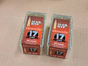 lot 644 image: Lot of (2 Boxes) Hornady XTP 17 HMR 20 gr Centerfire Ammo Rounds 50-count