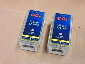 lot 649 image: Lot of (2 Boxes) CCi V-Max Varmint 17 HMR 17 gr Polymer Tip Rimfire Ammo Rounds 50-count
