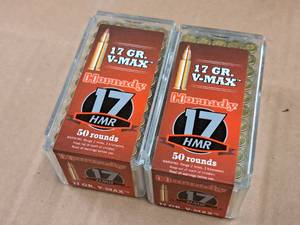 lot 651 image: Lot of (2 Boxes) Hornady V-Max 17 HMR 17 gr Centerfire Ammo Rounds 50-count