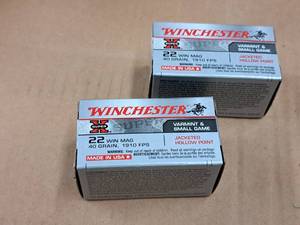 lot 659 image: Lot of (2 Boxes) Winchester Super X Varmint & Small Game 22 Win Mag 40 gr JHP Centerfire Cartridges 50-count