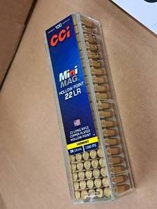 lot 666 image: Lot of (1 Box) CCi Mini Mag 22 Long Rifle 36 gr Copper Plated Hollow Point Rimfire Cartridges 100-count