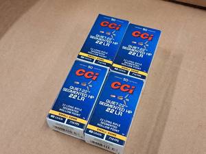 lot 691 image: Lot of (4 Boxes) CCi Quiet-22 Small Game 22 Long Rifle 40 gr Segmented Hollow Point Rimfire Cartridges 50-count