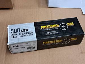 lot 694 image: Lot of (1 Box) Precision One Self Defense S&W 500 350 Magnum HPXTP Cartridges 20-count