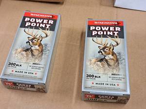 lot 698 image: Lot of (2 Boxes) Winchester Power Point 300 BLK 150 gr Ammo Rounds 20-count