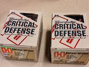 lot 700 image: Lot of (2 Boxes) Hornady Critical Defense FTX 44 Special 165 gr Brass Case Bullets 20-count