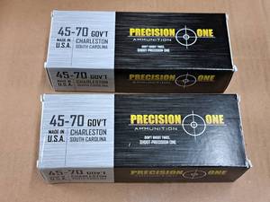 lot 708 image: Lot of (2 Boxes) Precision One 45-70 GOVT Cartridges 20-count