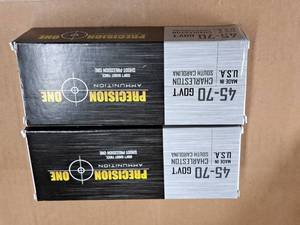 lot 709 image: Lot of (2 Boxes) Precision One 45-70 GOVT Cartridges 20-count