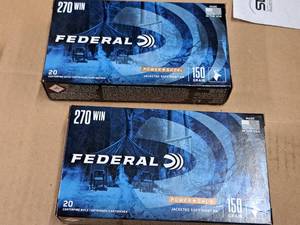 lot 727 image: Lot of (2 Boxes) Federal Power Shok 270 Win 150 gr JSP Rifle Cartridges 20-count