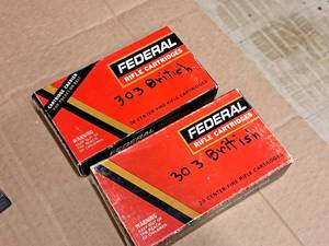 lot 736 image: Lot of (2 Boxes) Federal 303 British 180 gr Soft Point Hi-Shok Rifle Cartridges 20-count