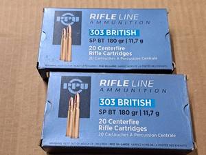 lot 740 image: Lot of (2 Boxes) Rifle Line Ammunition 303 British 174 gr FMJ BT Rifle Cartridges 20-count