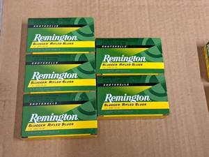 lot 749 image: Lot of (5 Boxes) Remington Slugger 12 Gauge 2-34 1oz Lead Slug Shotshells 5-count