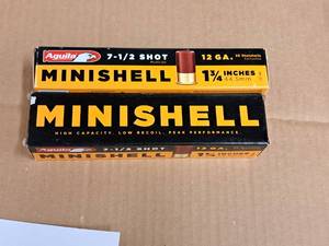 lot 748 image: Lot of (2 Boxes) Aguila Minishell 12 Gauge 1-34 7-12 shot Shotshells 20-count