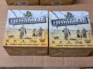 lot 759 image: Lot of (2 Boxes) Hevi Hammer Hevi-Shot 12 Gauge 3 1-14oz 2 Shot Shotshells 25-count