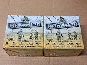 lot 760 image: Lot of (2 Boxes) Hevi Hammer Hevi-Shot 12 Gauge 3 1-14oz 2 Shot Shotshells 25-count